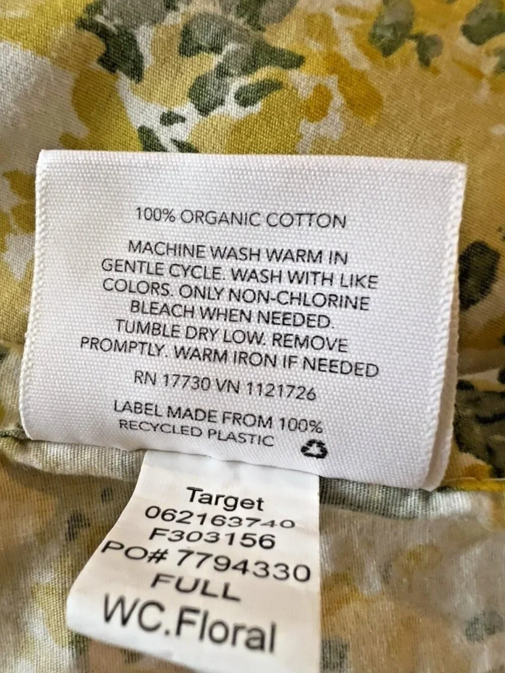 Threshold Full/Queen 100% Organic Cotton Flat Sheet Green Yellow Impressionistic